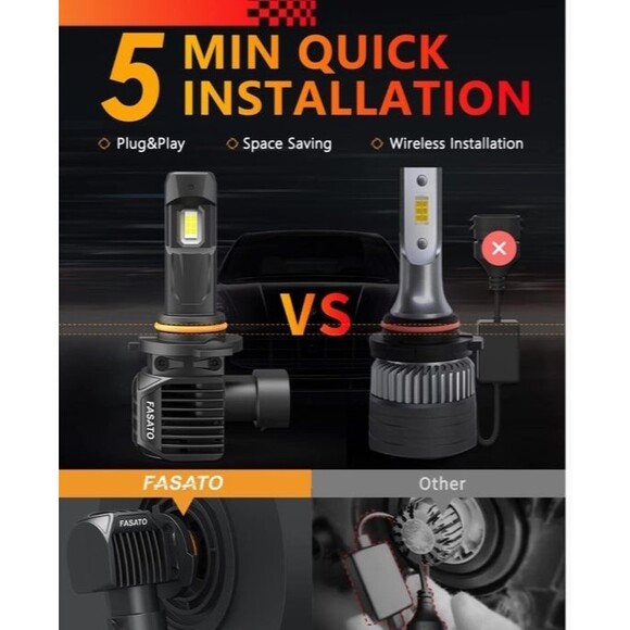 LED Headlights 9006 HB4 LED Headlight Bulbs 600% Brighter LED Low Beam High Beam - Picture 9 of 9